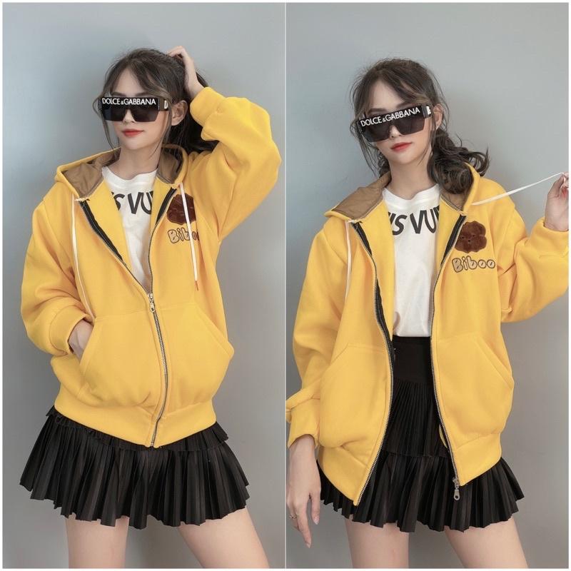Áo khoác nỉ bông thêu gấu dày dặn form rộng quảng châu áo khoác chống nắng thêu GẤU BIB00 - TOPTEEN 3423
