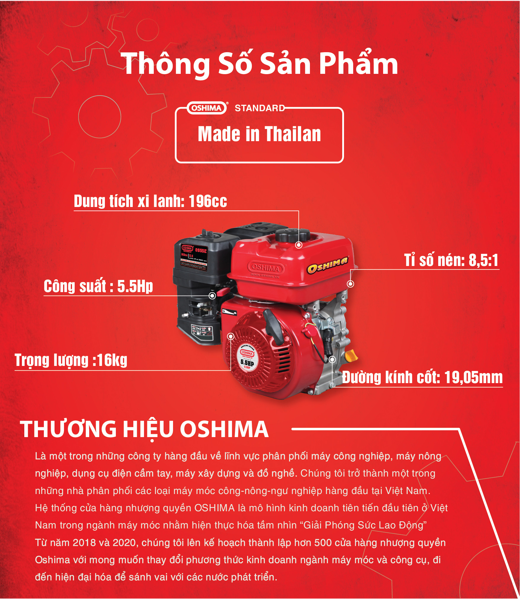 Máy Nổ – Động Cơ Xăng Oshima OS55E Thái Lan