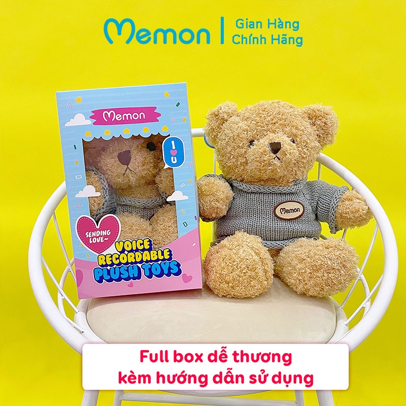 Gấu Bông Ghi Âm Nhắn Nhủ Yêu Thương 40cm Cao Cấp Memon, Gấu Ghi Âm Lưu Giọng Nói - Qùa Tặng Gấu Bông Ý Nghĩa