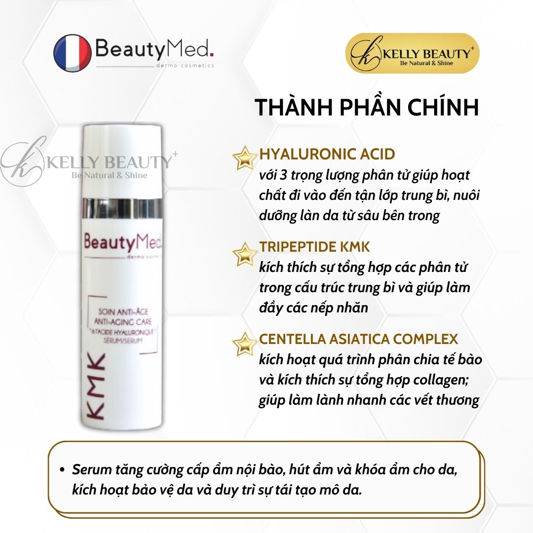 Serum HA KMK BeautyMed - Tinh Chất Cấp Ẩm Nội Bào, Giảm Nếp Nhăn; Căng Mịn Da | Kelly Beauty