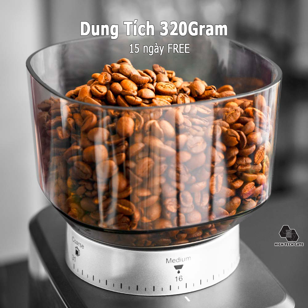 Máy Xay Cà Phê G5 HIGH TECH GATE CG05 Xay Hạt Cafe Pha Espresso, 31 Cấp Độ Xay Từ Thô Đến Mịn, Để Bàn Nhỏ Gọn, Giá Đỡ Tay Cầm 51mm và 58mm Tiện Lợi, Hàng Chính Hãng