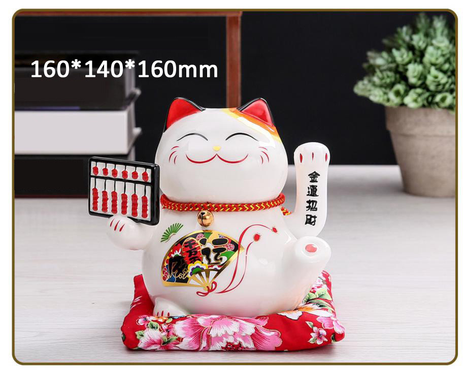 Mèo Thần Tài Maneki Neko Vẫy Tay Chiêu Tài Lộc Bằng Gốm Sứ Tặng Kèm Túi Lót PaKaSa - Hàng Chính Hãng