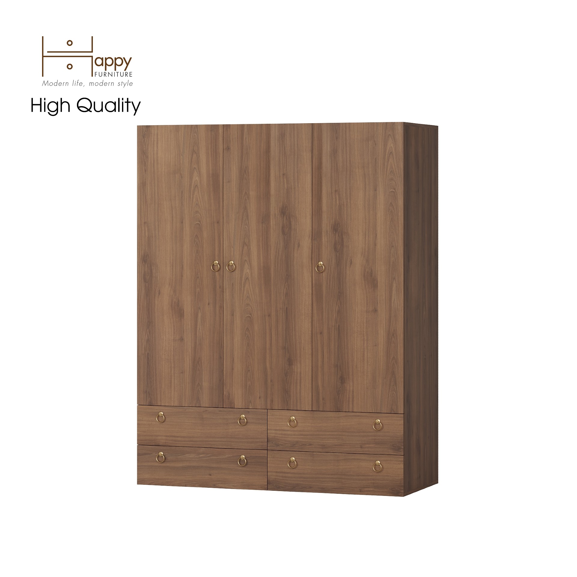 [Happy Home Furniture] WESLEY, Tủ quần áo 4 ngăn kéo - 3 ngăn cửa mở,  140cm x 58cm x 180cm ( DxRxC), TCM_019