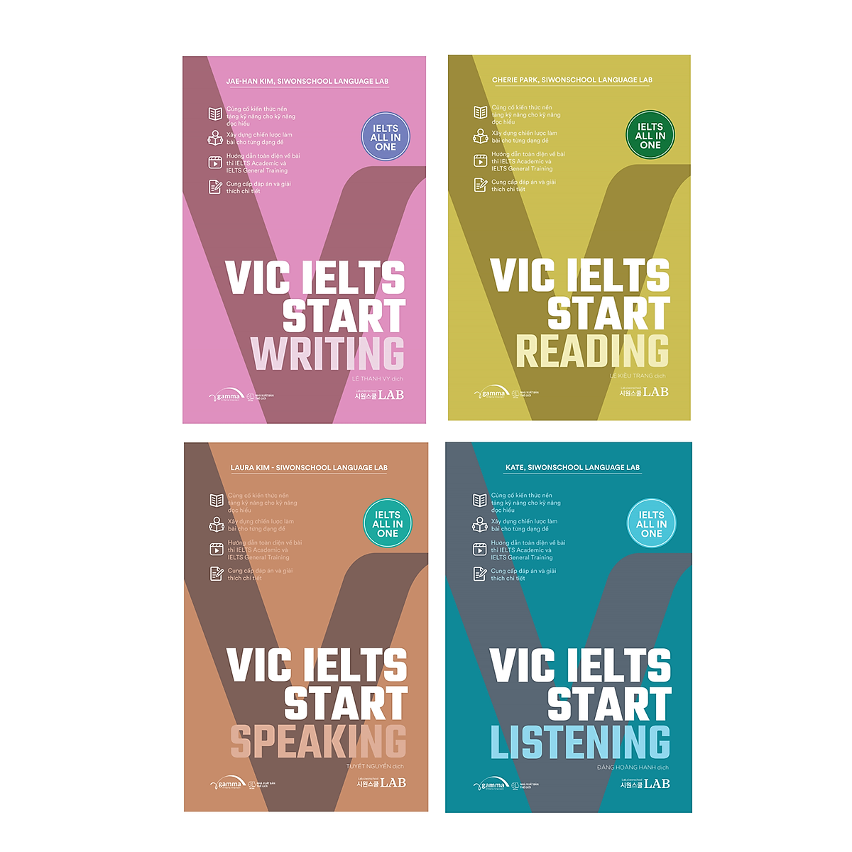 Hình ảnh Combo 4 cuốn VIC Start IELTS All in One: Reading + Writing + Listening + Speaking - Trọn bộ 4 kỹ năng Bứt phá toàn diện cho người tự học IELTS