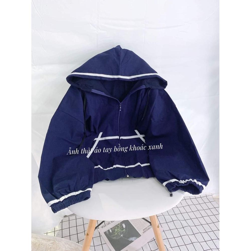 Áo Khoác Hoodie Viền Tay  Bồng Nữ Jacket form rộng có mũ màu ĐEN ,HỒNG, XANH, TÍM THAN Ulzzang- KHOÁC NỈ TRƠN PHONG CÁCH HÀN QUỐC