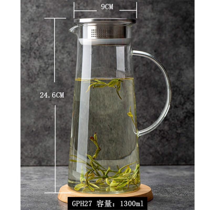 BÌnh đựng nước uống thủy tinh cao cấp nắp inox 1300ml - ANTH677