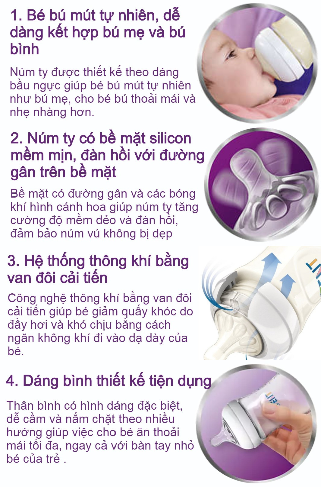 Hộp 1 Bình sữa mô phỏng tự nhiên hiệu Philips Avent cho trẻ từ 6 tháng tuổi