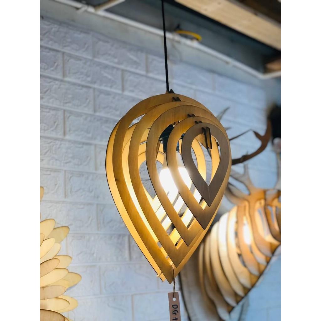 Đèn gỗ hình giọt nước DG058 - Đèn gỗ trang trí nhà cửa, quá cafe, nhà hàng