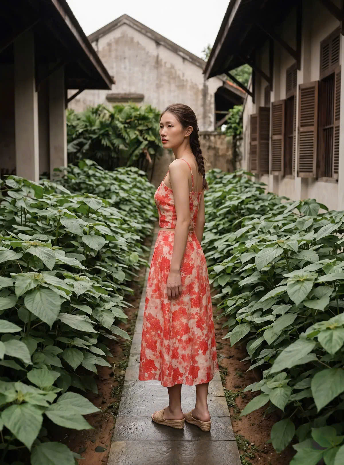 Áo Croptop Hai Dây Hoa Ramie Thanh Minh Top208 Thời trang Hity