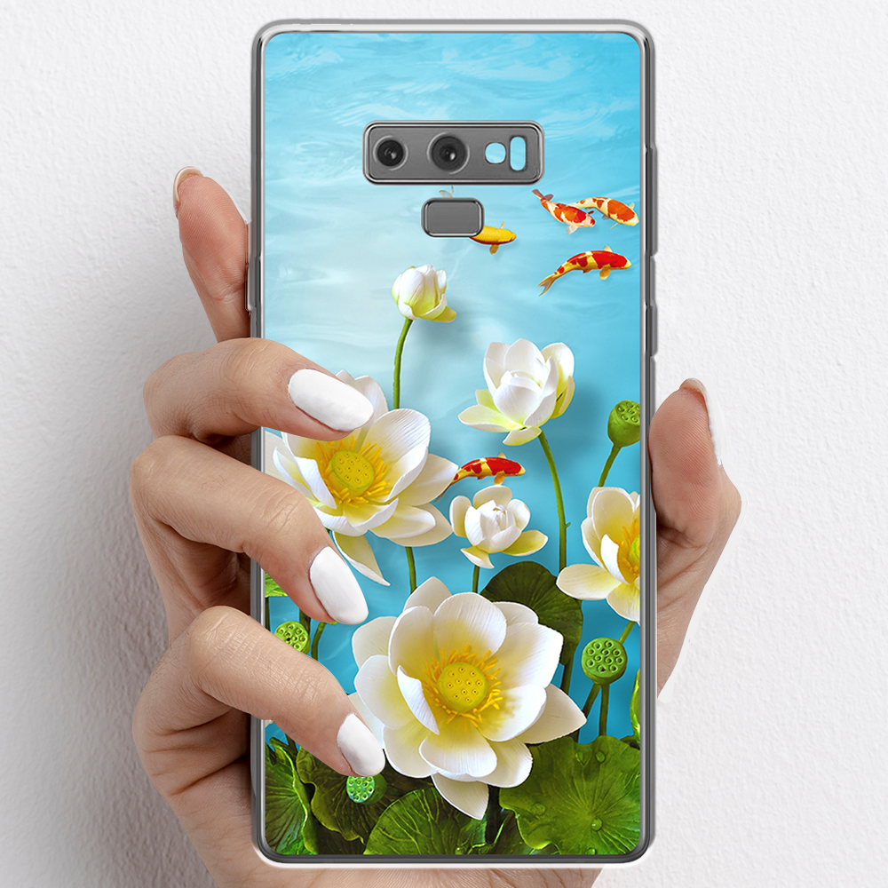Ốp lưng cho Samsung Galaxy Note 9 nhựa TPU mẫu Hoa sen cá chép đỏ