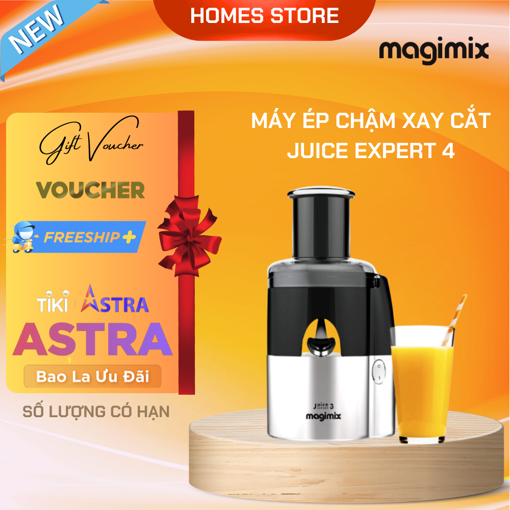 Máy Ép Chậm MAGIMIX Juice Expert 4 - Nhập Đức Cao Cấp Kết Hợp Vắt Cam Làm Lạnh, Thái Lát Rau Củ Quả Lọc Cặn Cực Sạch Dung Tích 1000 ML Công Suất 400W - Hàng Nhập Khẩu