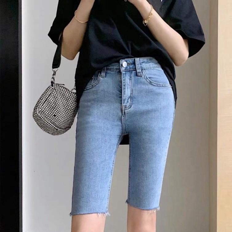 Quần Jeans Ngố BIG SIZE- LƯNG CAO - PHOM EO CAO TRÊN RỐN - Quần Jeans Lửng CO GIÃN