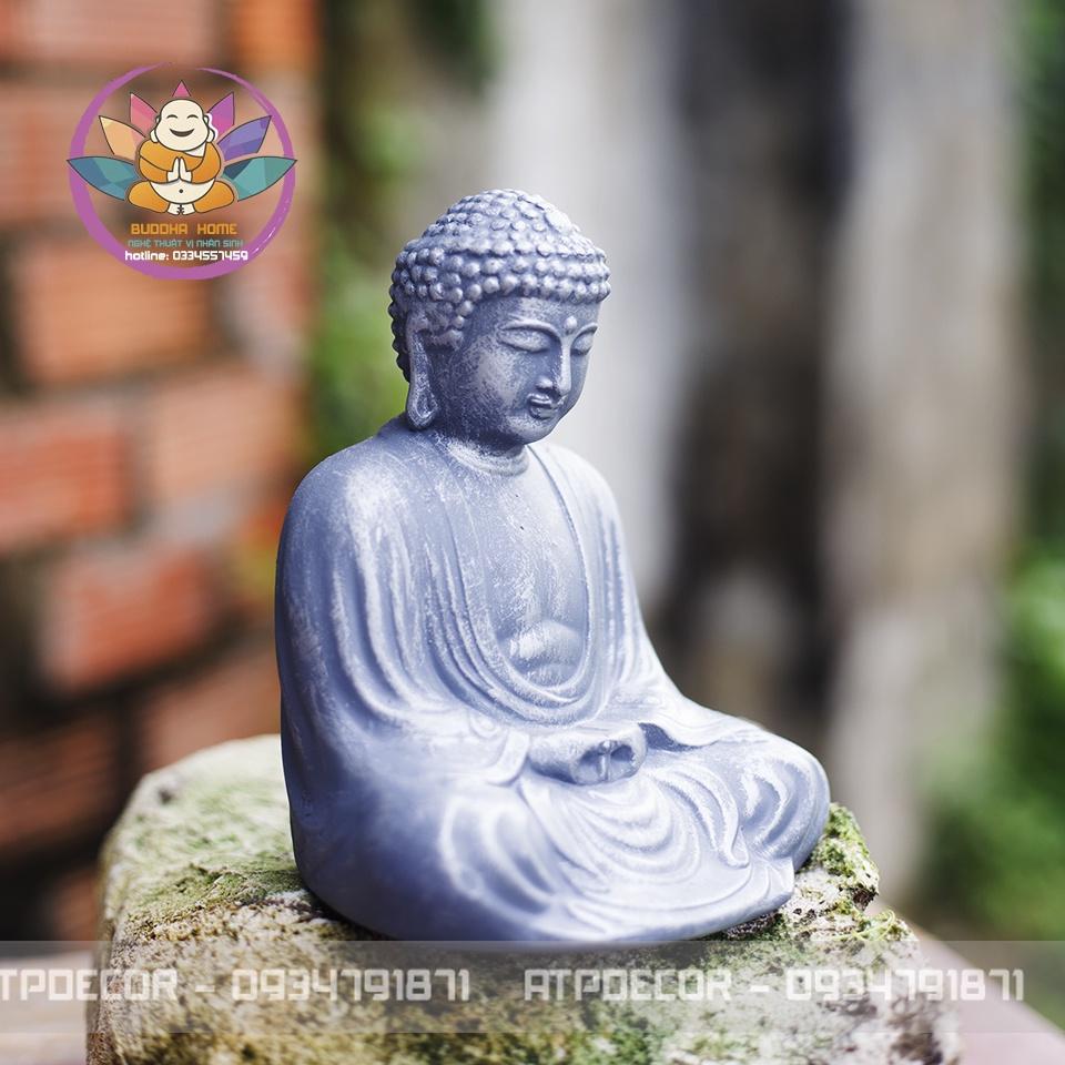 Tượng PHẬT đá xám thiền phong cách zen phong thủy, trang trí hồ cá, hồ thủy sinh