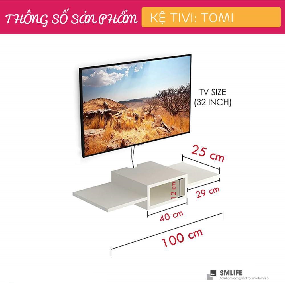 Kệ Tivi gỗ hiện đại SMLIFE Tomi | Gỗ MDF dày 17mm chống ẩm | D100xR25xC15cm