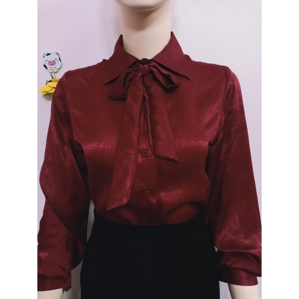 Áo kiêu nữ lụa mặt nhung - Đỏ