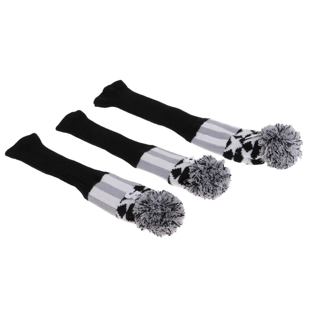 3Pcs Golf Driver  Head Cover Long Neck  Wood Headcovers