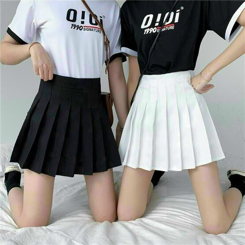 Chân váy ngắn xếp ly tennis dáng xoè chất tuyết mưa về đủ màu đen trắng nâu be lưng cao tôn dáng phong cách hàn quốc