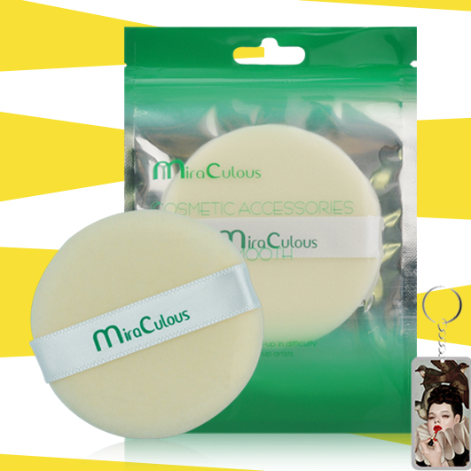 Bông phấn trang điểm tròn khô cotton Mira Culous bịch 1 miếng tặng kèm móc khóa 1 túi - 1 miếng