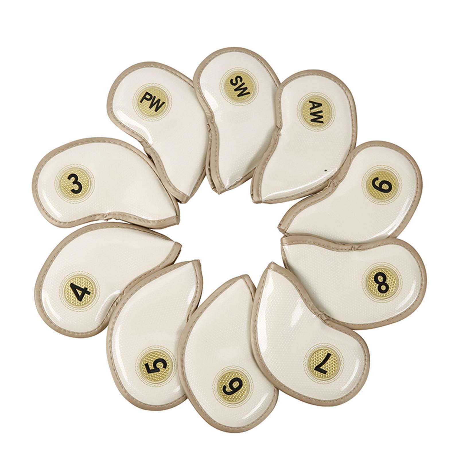 10Pcs Golf Iron Headcovers Set with Tags Scratch Resistant Golf Iron Covers Set Golf Club Head Covers Protection Wrap for Golfer Equipment