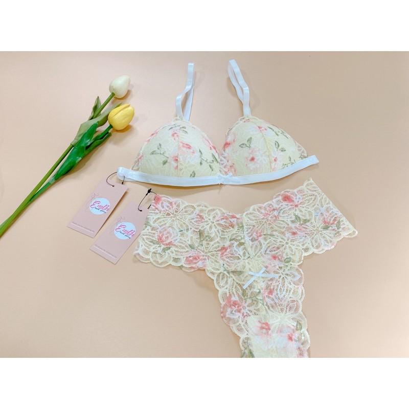 set bra basic ren hoa mùa hè hàng thiết kế