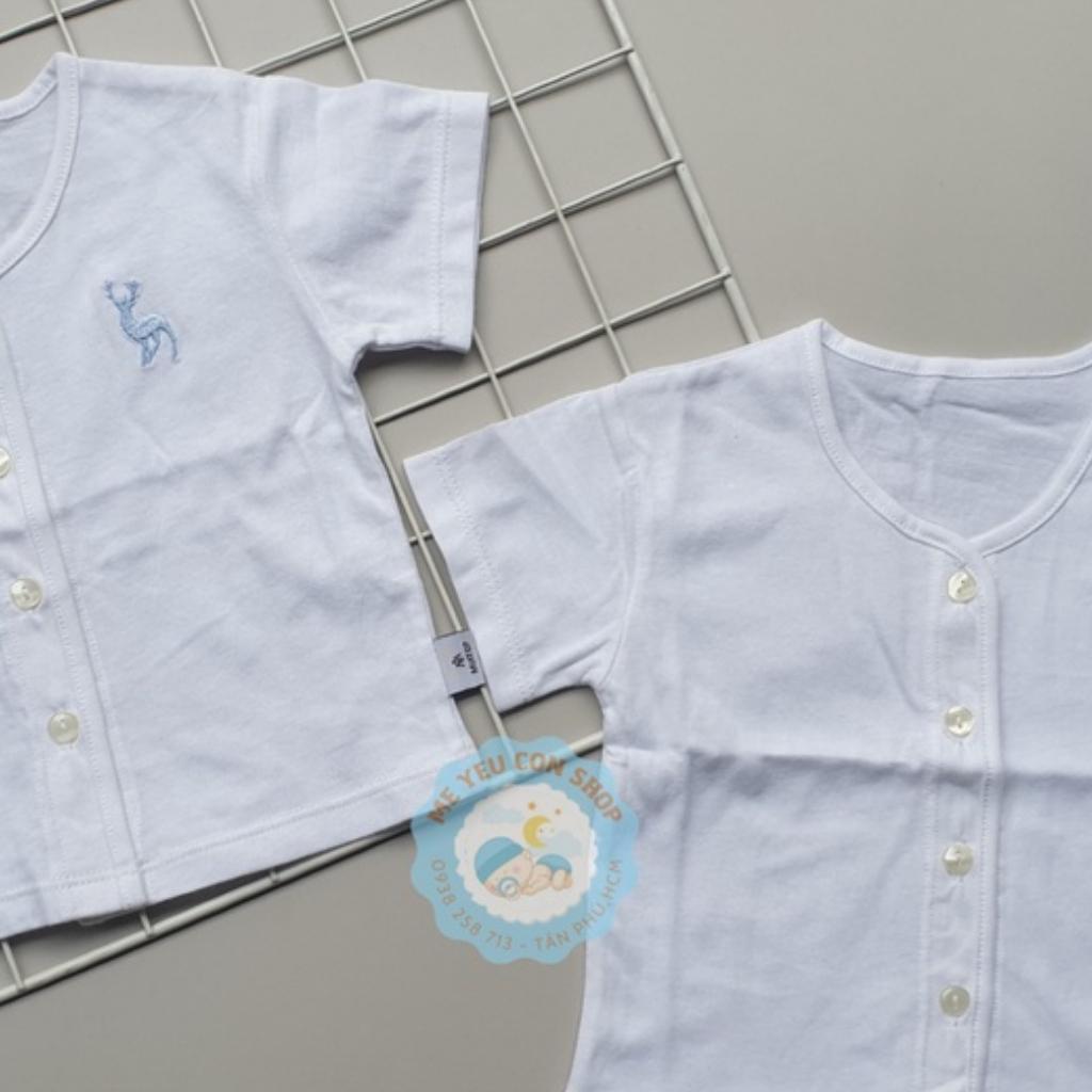 ÁO SƠ SINH COTTON TRẮNG THÊU HÌNH TAY NGẮN/ TAY DÀI CHO BÉ - MIATOP