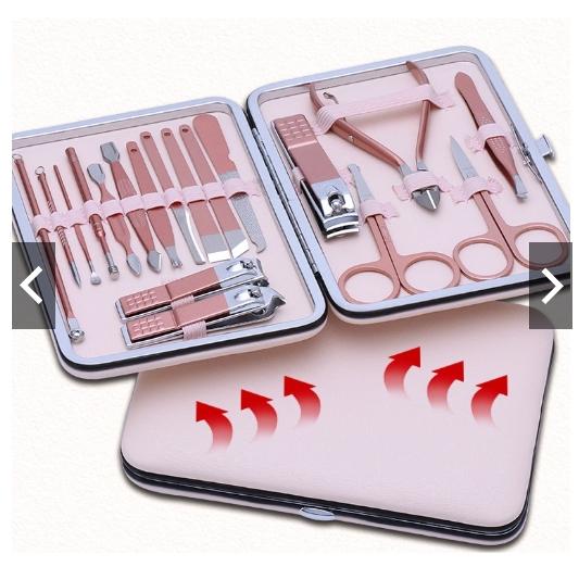 Bộ bấm móng tay hồng 18 chi tiết tiện dụng siêu xinh
