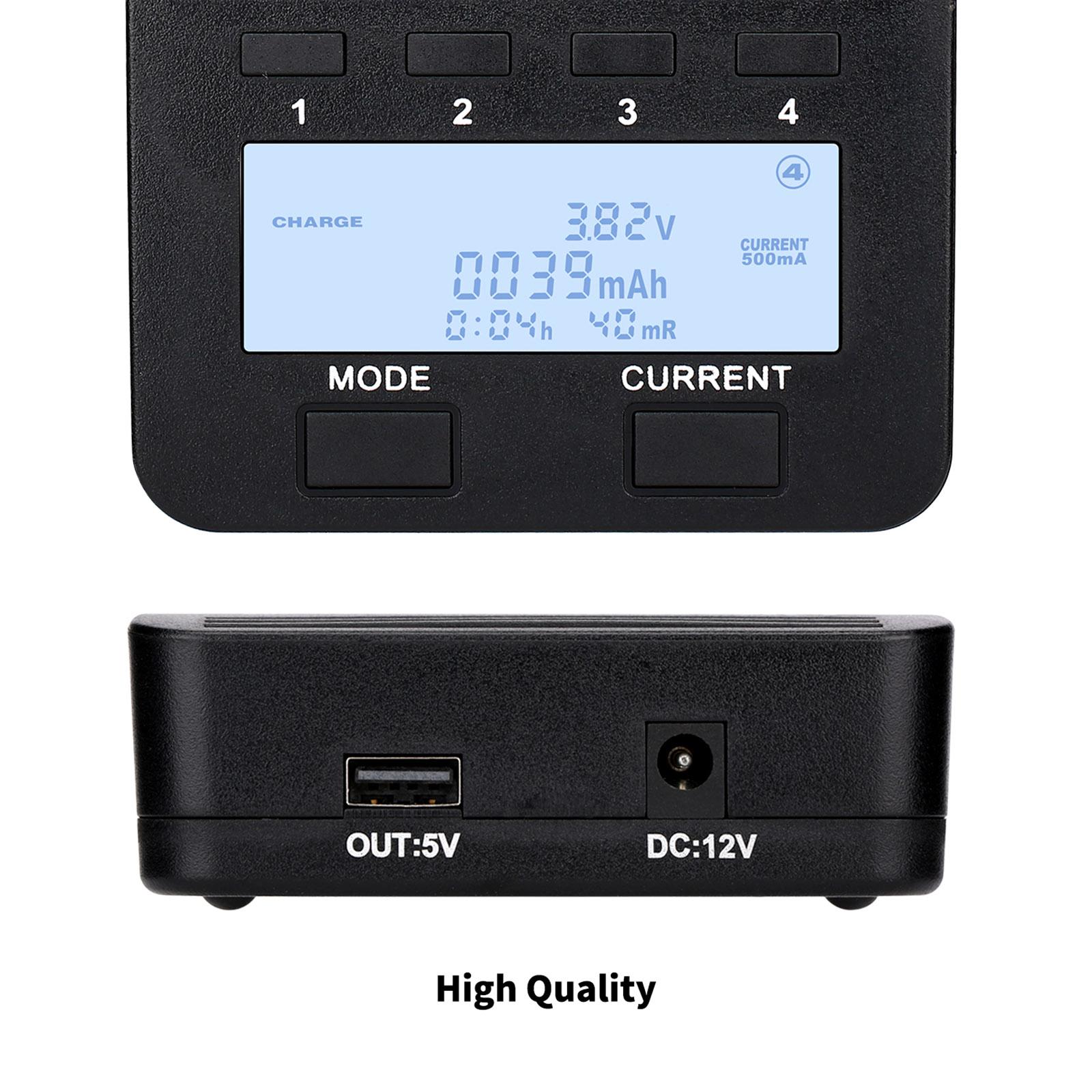 Bộ sạc pin LiitoKala Lii-500 Bộ sạc thông minh có 4 khe cắm pin Màn hình LCD cho Ni-MH Ni-Cd Li-ion có thể sạc lại