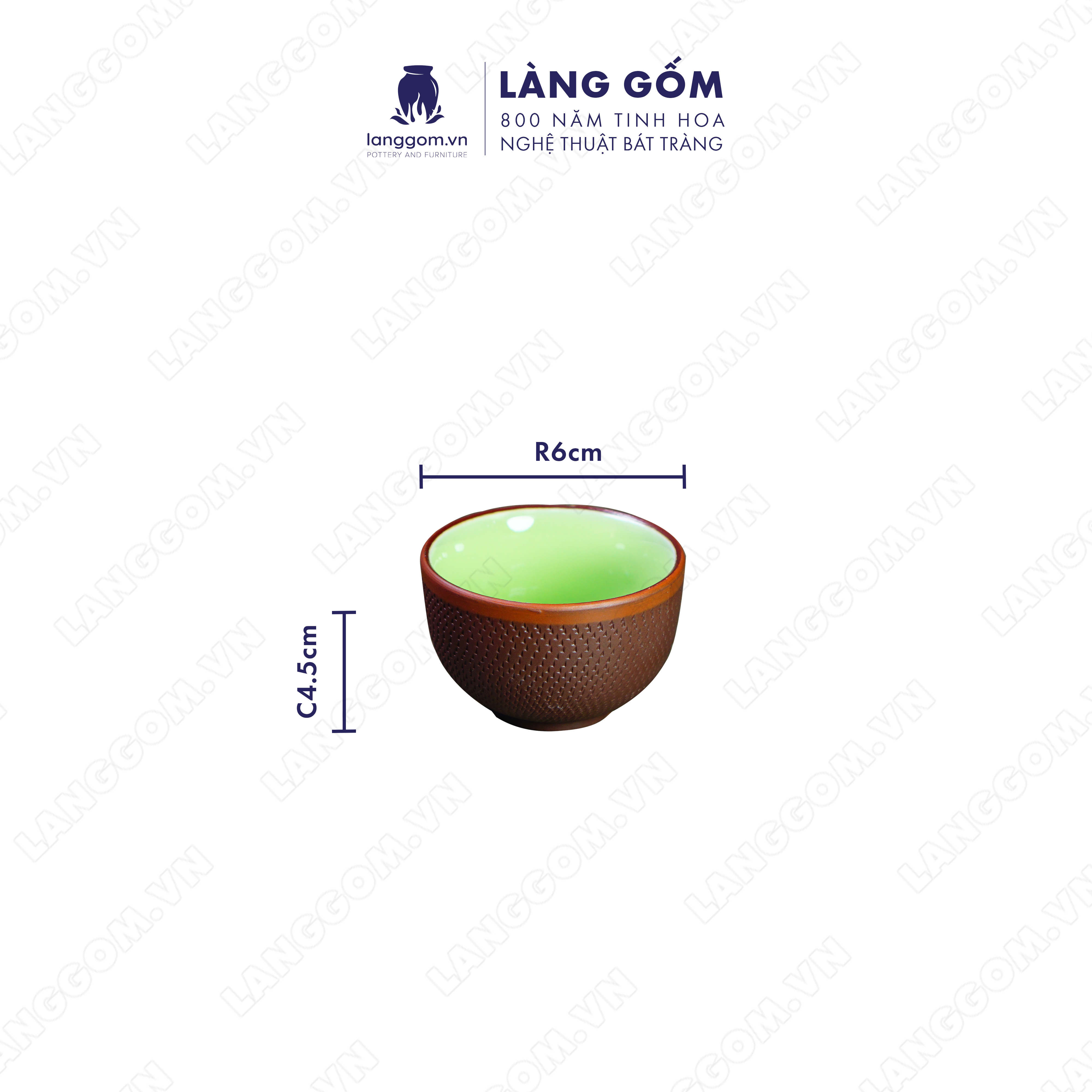 Bộ ấm chén đất nung chuôi ganh - Men mộc - Gốm sứ Bát Tràng - langgom.vn