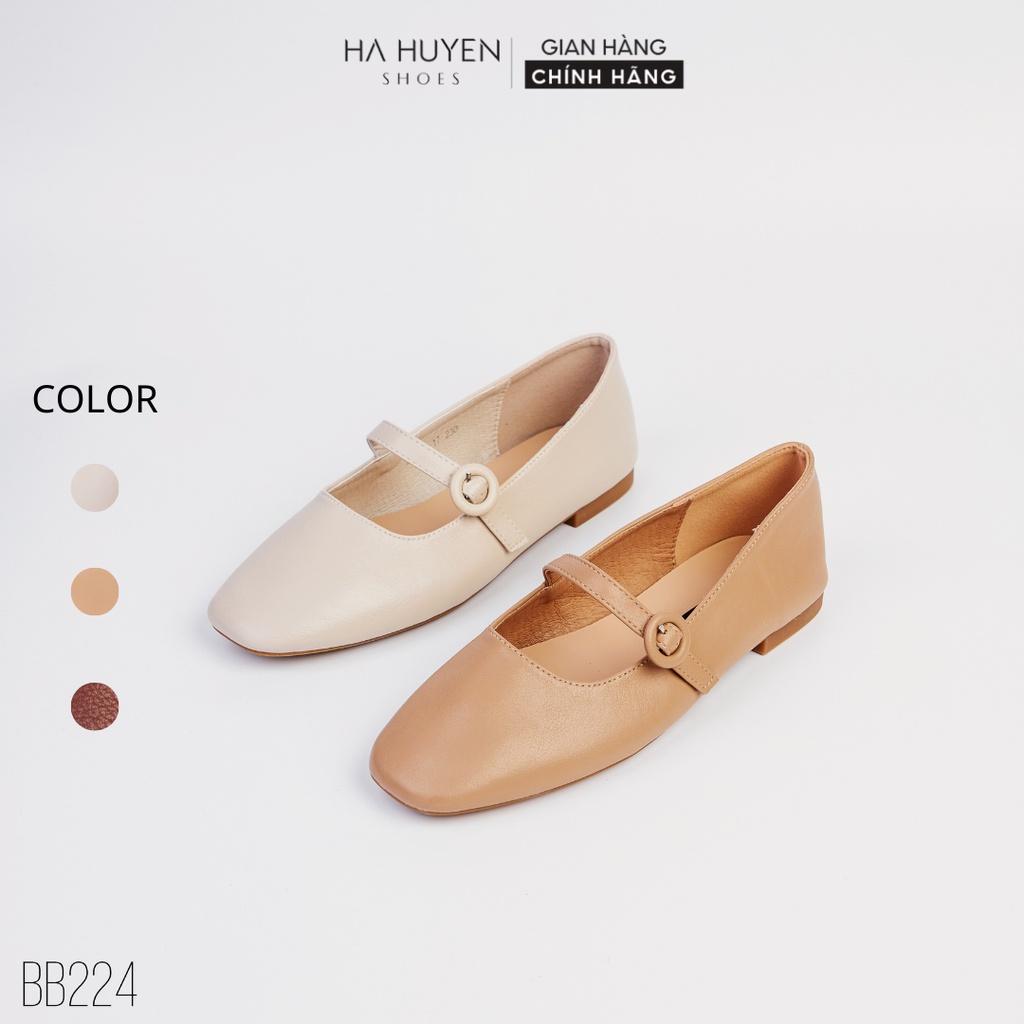 Giày búp bê nữ Hà Huyền Shoes mũi vuông đai ngang bánh bèo - BB224