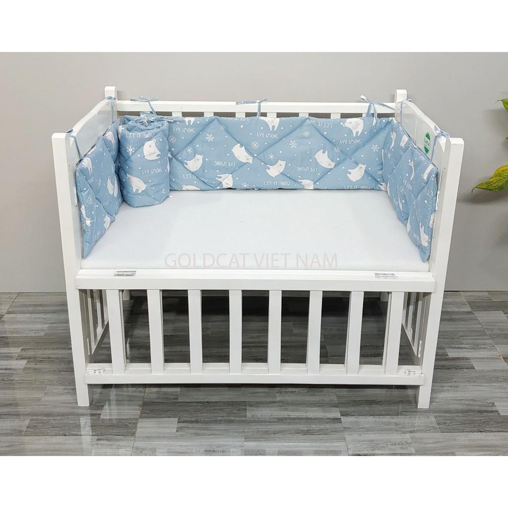 Bộ quây cũi cho bé Goldcat thiết kế 4 tấm thông minh, chất liệu cotton trần bông êm ái, sử dụng cho mọi loại cũi.