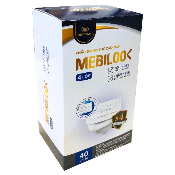 Khẩu Trang 4 Lớp Mebilook (40 Cái/Hộp) (Mẫu Vỏ Hộp Giao Ngẫu Nhiên)