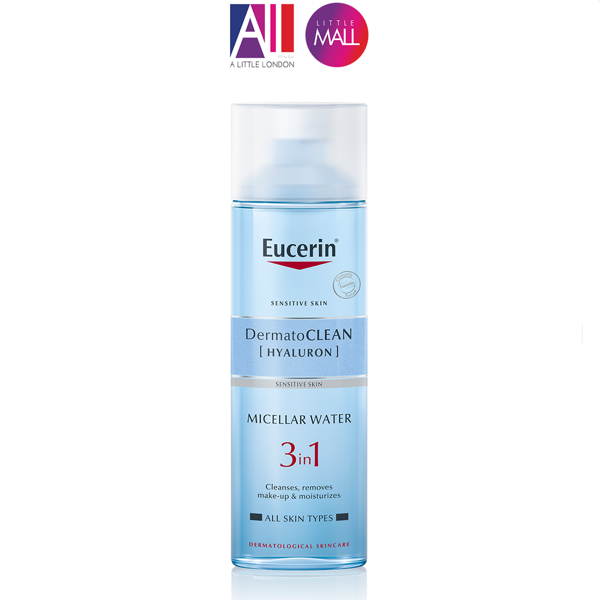 Nước tẩy trang dịu nhẹ cho da nhạy cảm Eucerin DermatoCLEAN Hyaluron Micellar Water 3 in 1 200 ml