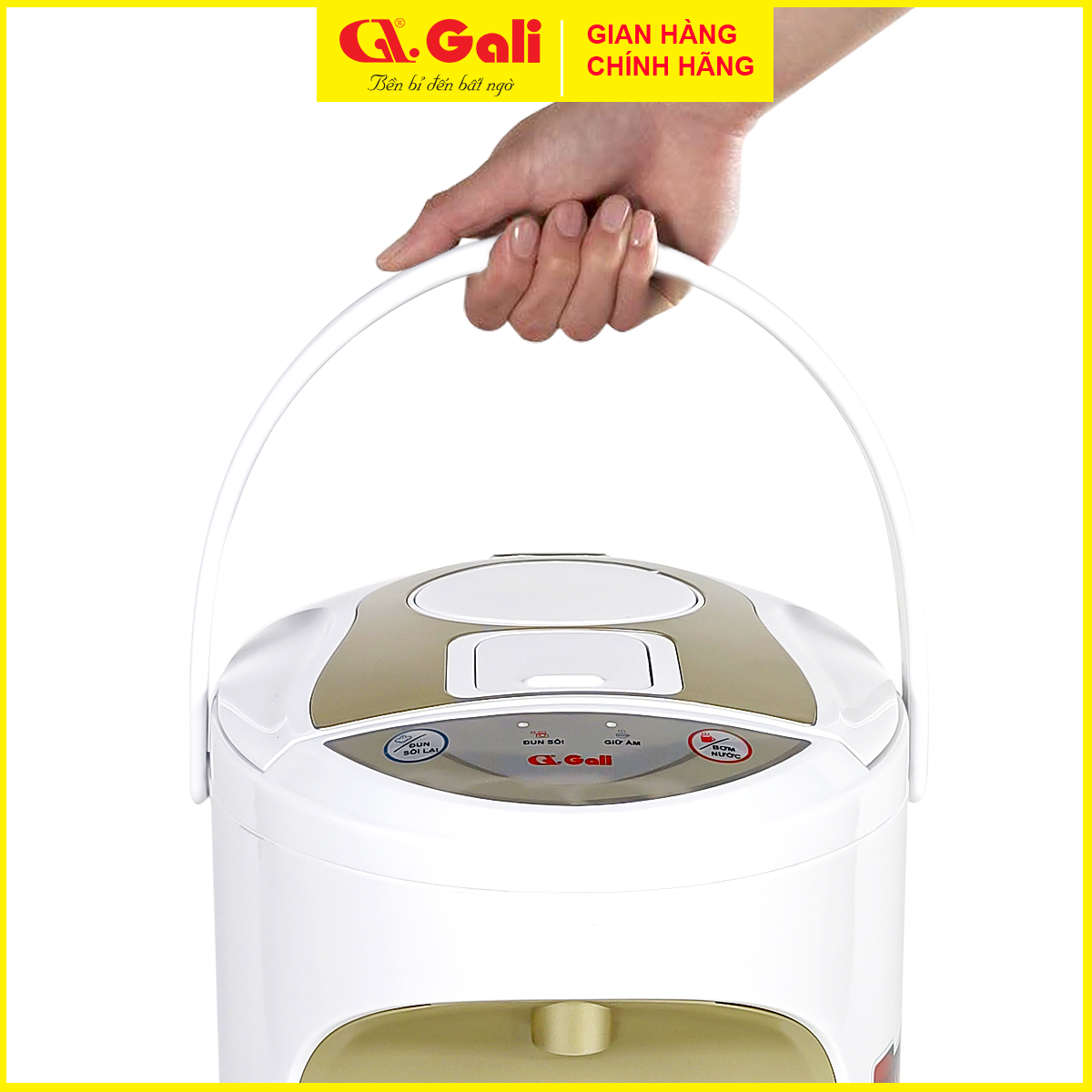 Bình thủy điện Gali, bình đun dung tích 4.2 lít, phích cấu tạo 2 lớp thân ngoài nhựa, ruột inox 304, hàng chính hãng 100%, bảo hành 24 tháng Gali
