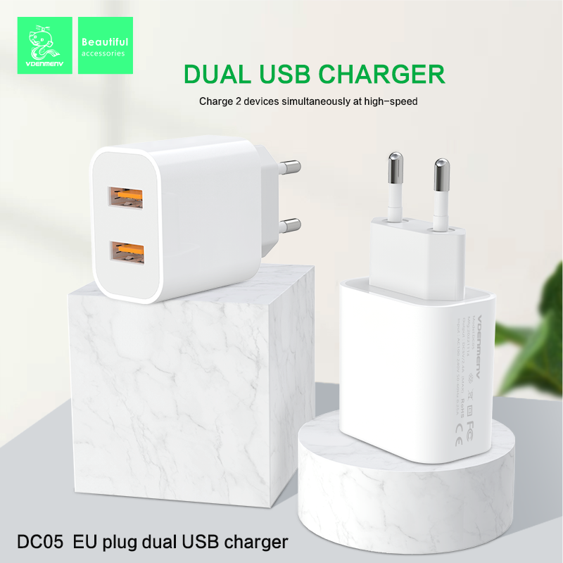 Củ Sạc Nhanh 12W VDENMENV DC05 Vỏ Nhựa ABS Chống Cháy, 2 Đầu USB, Tự Ngắt Khi Quá Tải - Hàng Chính Hãng