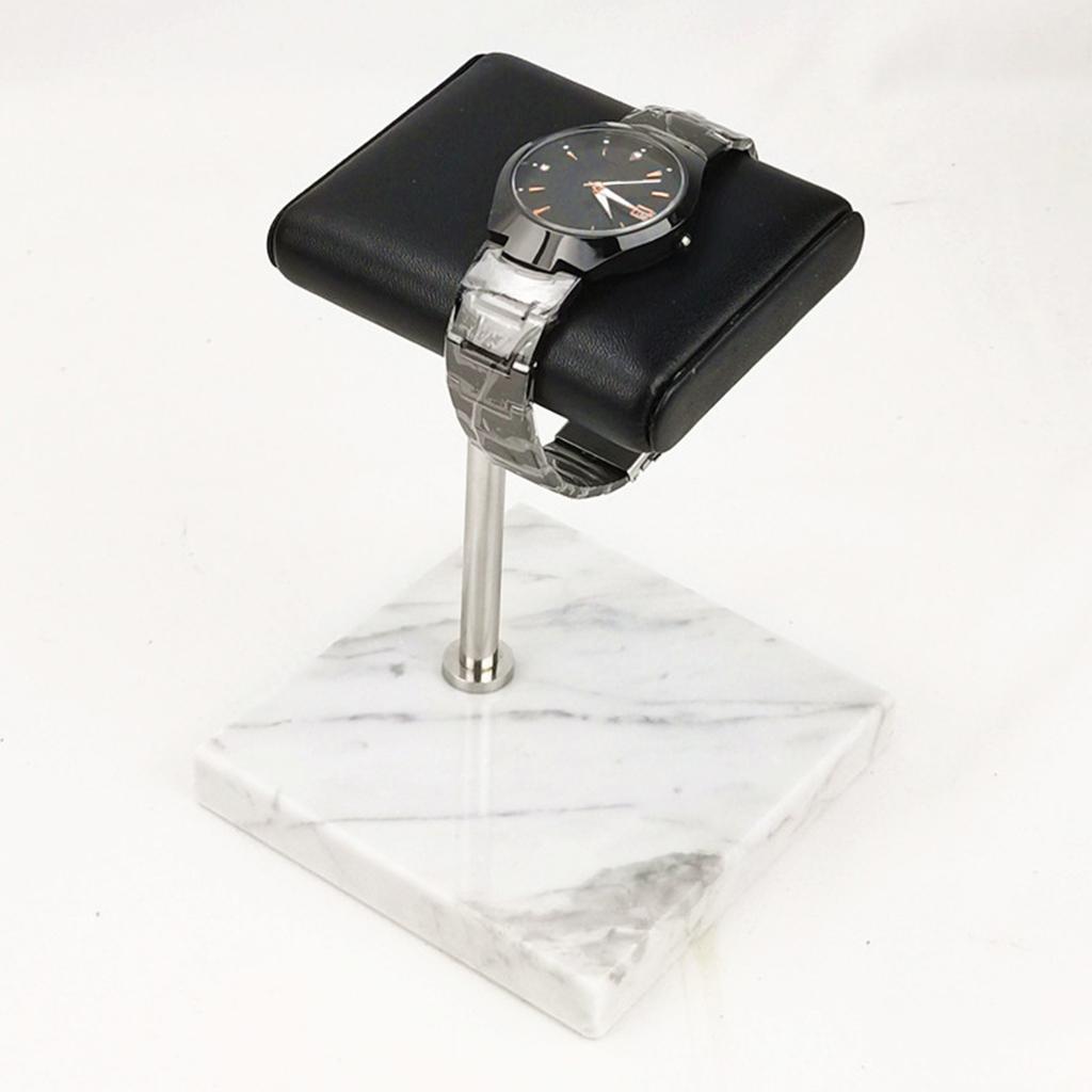 2pcs Green Marble Base & PU Watch Holder Stand for Display