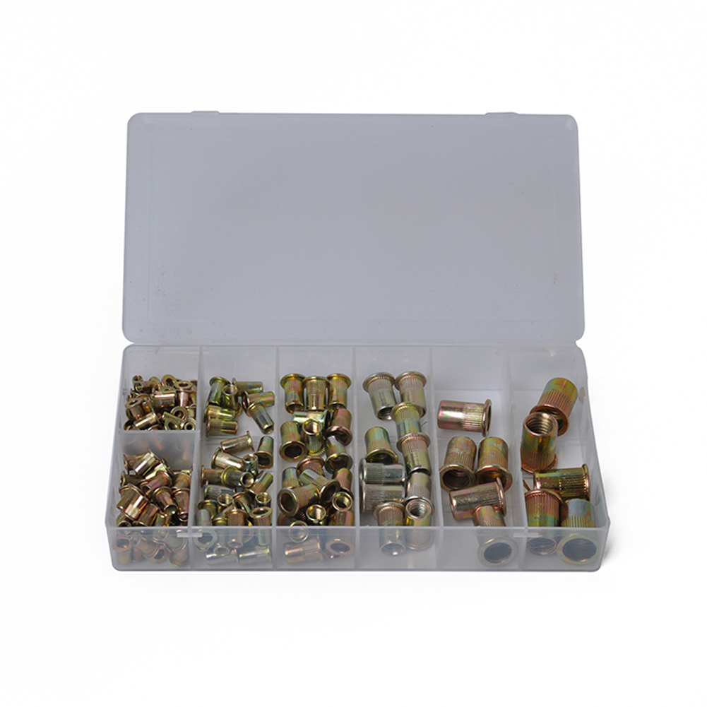 M3/4/5/6/8/10/12 Boxed Suit 100PCS/165pcs/210PCS Mixed Zinc Plated Carbon Steel Rivet Nut Kit Tools Set