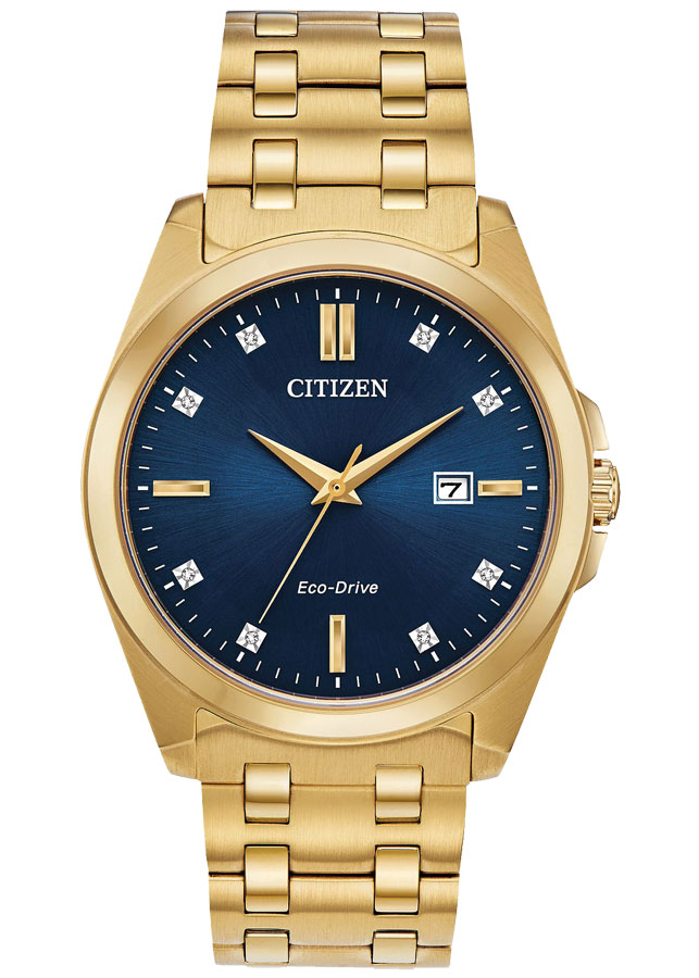 Đồng Hồ Nam Citizen Đính Kim Cương Dây Kim Loại Máy Eco-Drive BM7103-51L - Mặt Xanh (Sapphire)