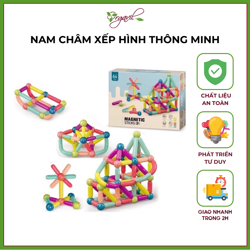 Đồ chơi ghép hình nam châm cho bé - Bộ xếp hình nam châm cho bé học tập - Orgavil