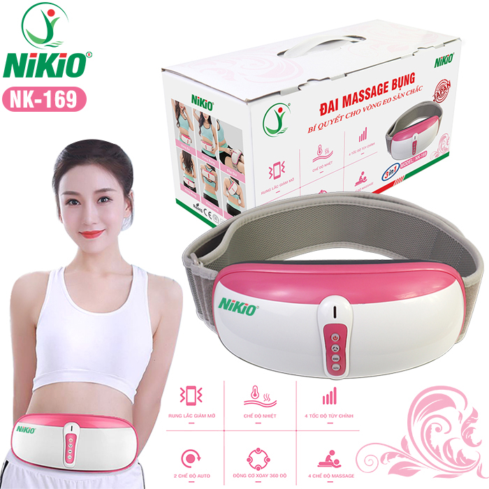 Đai (Máy) Massage Bụng Nikio NK-169AC - Công Nghệ Rung Lắc Kết Hợp Bi Độ Xoay 360 Dây Ấn Thế Hệ Mới, Mát Xa Thư Giãn, Làm Săn Chắc Cơ Bụng Nhanh - Vỏ Nhựa Bền Bĩ