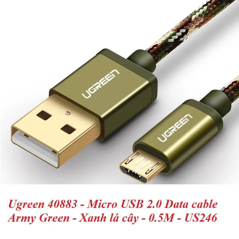 Ugreen UG40883US246TK 0.5M màu Xanh lá Cáp sạc truyền dữ liệu USB 2.0 sang MICRO USB dây bọc lưới - HÀNG CHÍNH HÃNG