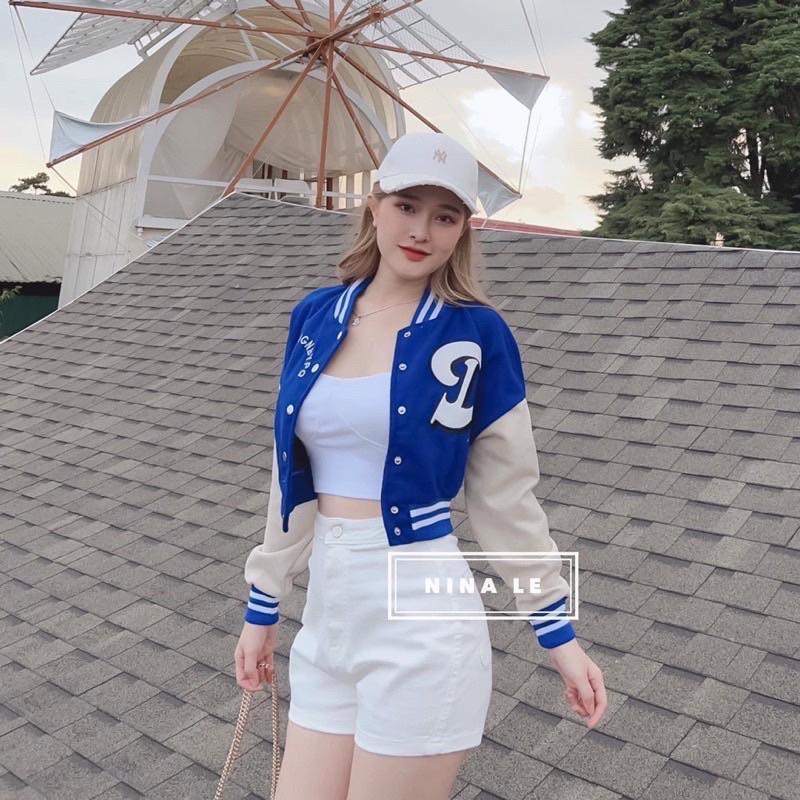 Áo khoác crotop xanh dương bomber dù 2 lớp siêu dày mát mẻ