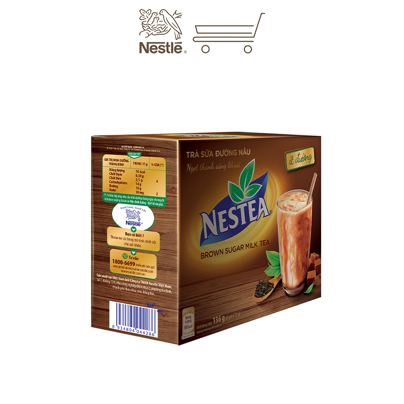 Combo 3 Hộp Trà sữa đường nâu NESTEA 8 gói x17g