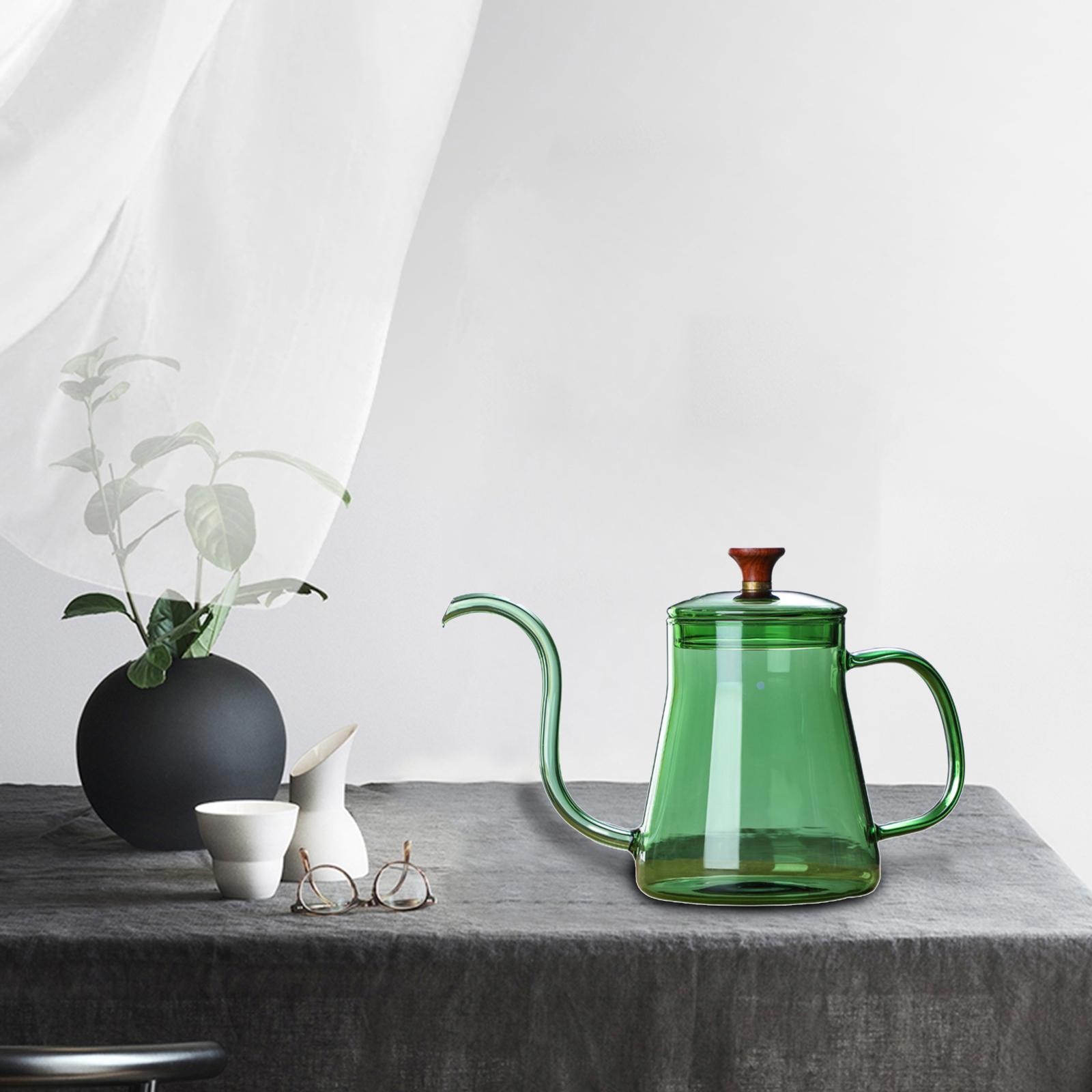 Glass Tea Pour Over Kettle Premium Grade with Lid for Drip Coffee Hand-Made Coffee and Tea Brewing