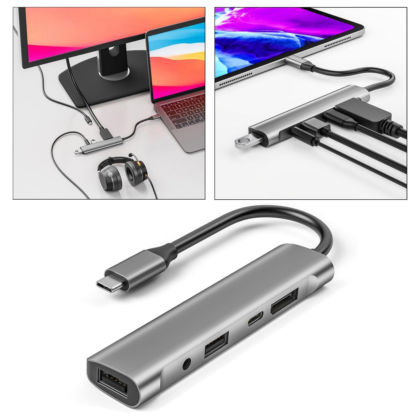 In 1 USB C Hub Adapter 60W PD 4K@60Hz Microphone Laptop