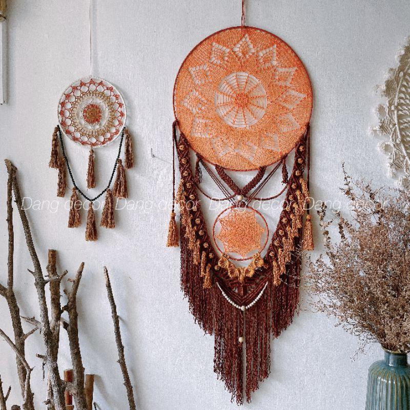 dreamcatcher nâu gỗ phong cách vintage trang trí nhà cửa size lớn