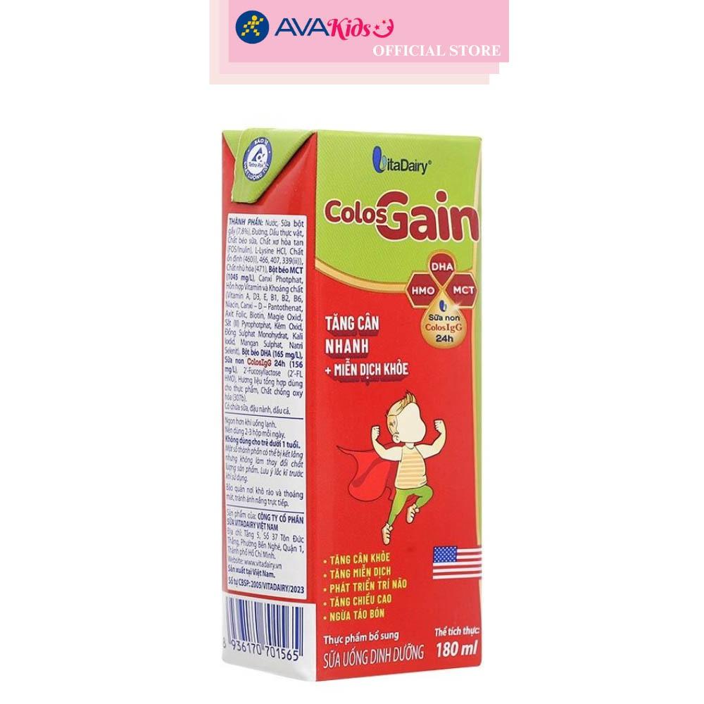 Lốc 4 hộp sữa pha sẵn Colos Gain hương vani 180 ml (từ 1 tuổi)