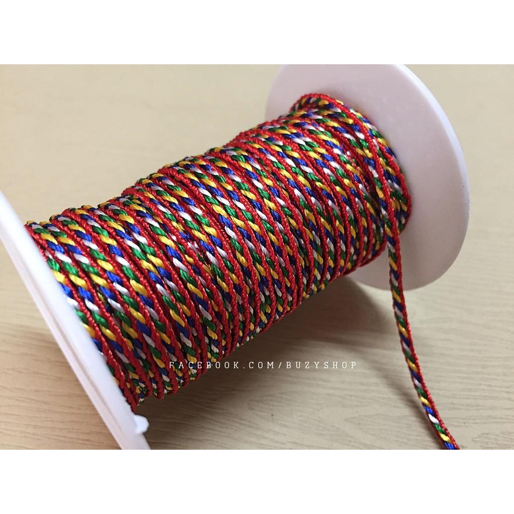 (bó 3 mét) dây ngũ sắc làm vòng tay nguyên liệu thủ công, phụ liệu handmade