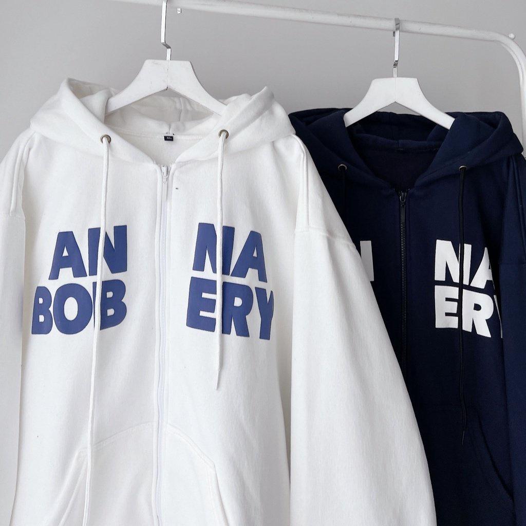 Áo khoác nỉ unisex liền mũ có túi in chữ ANNA.BOBERY có 2 màu SHOP