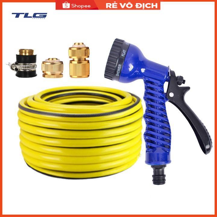Bộ dây tăng áp 3 lần vòi xịt nước rửa xe, tưới cây loại 7-10m(cút đồng-nối đồng) 206843