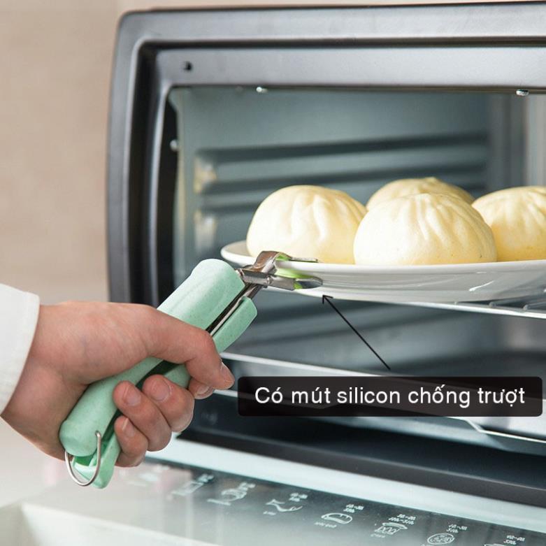 Kẹp inox gắp đồ nóng bằng Inox có mút silicon chống trượt loại dụng cụ nhà bếp cao cấp